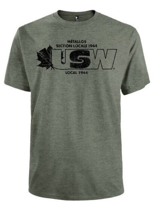 Men's/Unisex Heather Army T-shirt USW1944 Logo