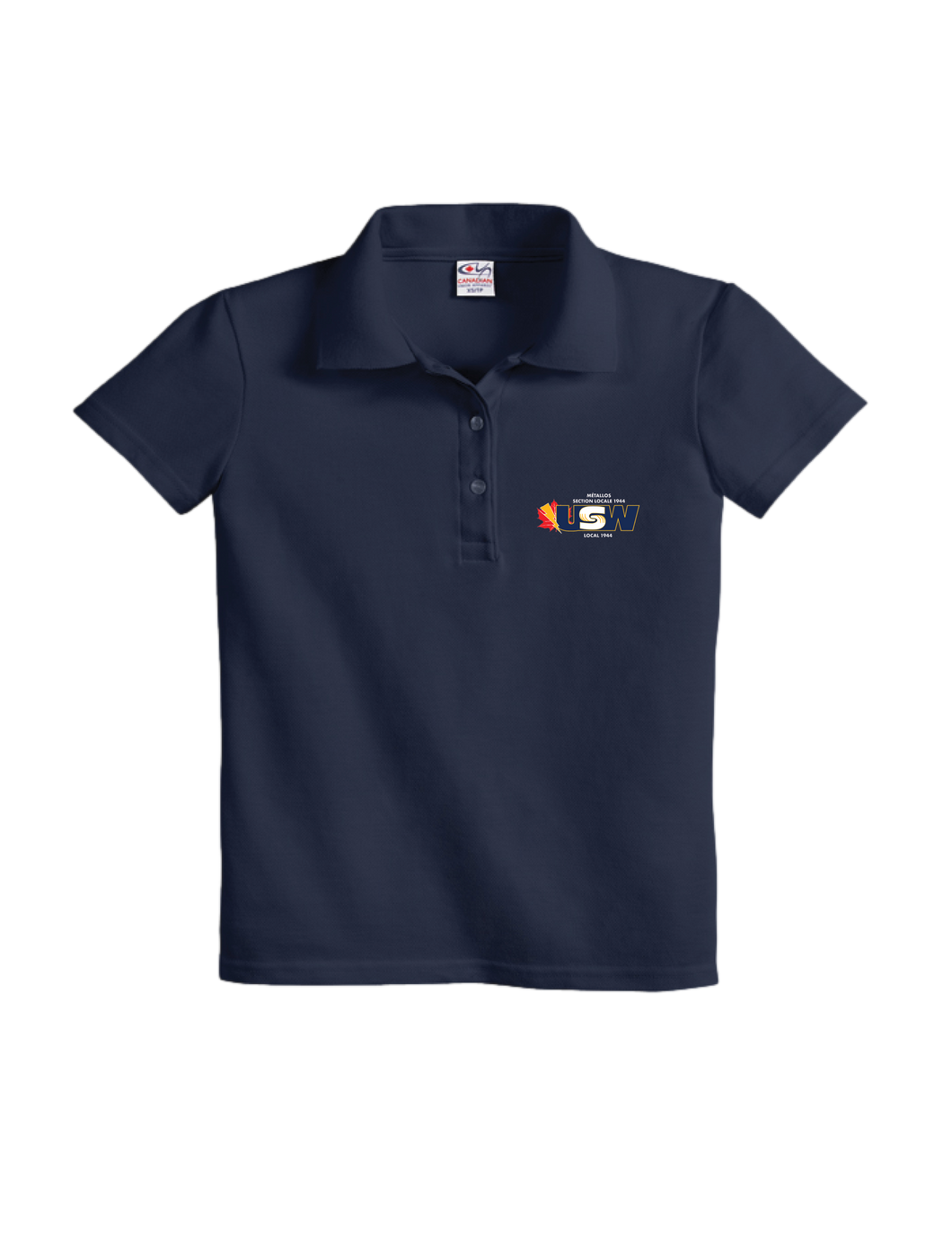 Women's Navy Cotton Piqué Polo Shirt with USW 1944 colour logo