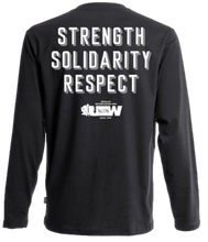 Men's/Unisex Black Long Sleeves T-shirt Fist "Strength, Solidarity, Respect"