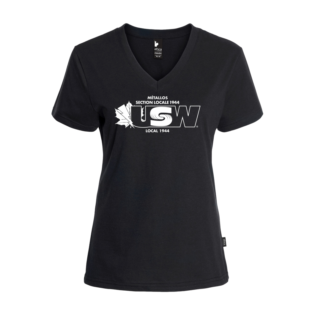 Women's Black T-shirt USW1944 White Logo